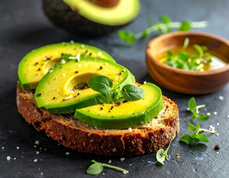 Avocado toast with herbs and olive oil