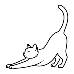 Cat's Stretching Posture: A sleek black-and-white cat, captured mid-stretch, exemplifies feline flexibility and peacefulness, ideal for conveying tranquility and pet love.