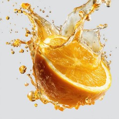 Orange slice exploding in a vibrant juice splash (1)