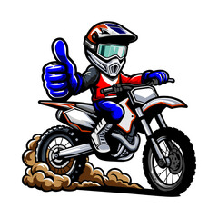 Motocross Rider Giving Thumbs Up on Dirt Bike