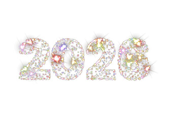 Transparent new year 2026 with colorful sparking lights
