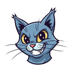  Mischievous cat Illustration: An expressive illustration of a cat, its eyes alight with cunning and its smirk revealing a hint of mischief and playful, capturing the essence of feline attitude