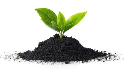 Fresh sprout emerging from dark soil