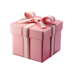 Pink gift box with white ribbon bow