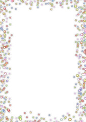 Transparent glowing sparkling border of coloured lights