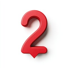 Fototapeta premium Red number two, bold font, 3D style, on white background