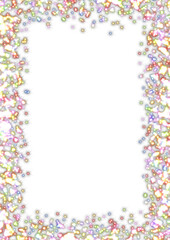 Transparent glowing sparkling border of coloured lights