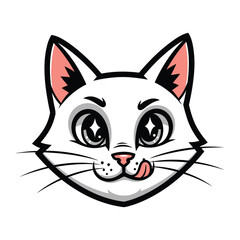 Cat Illustration: A delightful illustration captures the essence of feline charm, a close-up headshot, with whimsical eyes, and a playful hint of a protruding tongue. 