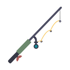 Illustration of a fishing rod with line on transparent background