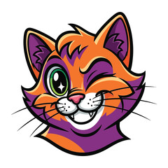 Winking Cat: A vibrant and playful illustration of a winking cat, showcasing its cheerful personality and striking features.