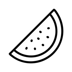 Outline drawing of a watermelon slice on transparent background