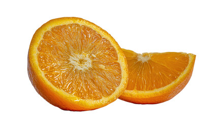 Two Slices of Juicy Orange on Black Background