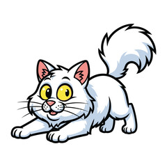 Playful Kitten: A charming cartoon depiction of a white kitten, full of curiosity and playful energy.