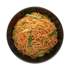 Delicious noodle dish in a bowl isolated on transparent background