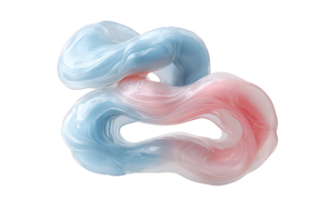 Abstract Intertwined Forms in Light Blue and Pink