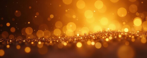 Abstract gold bokeh background, shimmering particles , sun, yellow