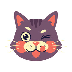 Playful Cat's Winking: An expressive cartoon cat, depicted in vivid colors, winks playfully, showcasing its charming personality and capturing the lightheartedness.