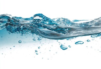 Water waves with bubbles against white background