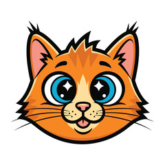 Playful Ginger Cat: An adorable and vibrant cartoon illustration of a ginger cat with big, sparkling eyes and a playful expression, exuding cuteness and charm. 
