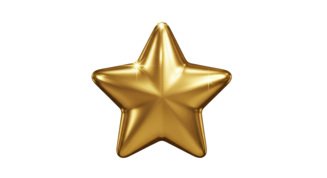 Isolated golden metallic five-pointed star shining, reward or achievement concept object
