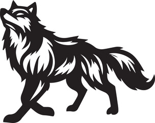 Howling Wolf Vector Silhouette - Wild Animal Logo Illustration