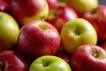 Vibrant red and green apples brightly displayed
