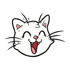Happy Cat Illustration: This delightful cartoon presents a smiling, happy cat, showcasing a charming and cheerful vibe with its expressive face and beaming grin. 