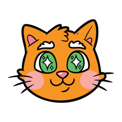 Playful Cat Illustration: a friendly, cartoon illustration of a cheerful cat, depicted with a bright orange coat and big, sparkling eyes.