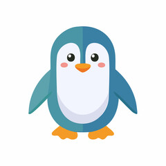 Obraz premium Cute cartoon penguin standing with open wings, friendly and adorable character.