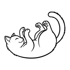 Fototapeta premium Playful feline's Joyful Moments: A happy cat, captured in a minimalist illustration. It is a delightful representation of tranquility and joy.