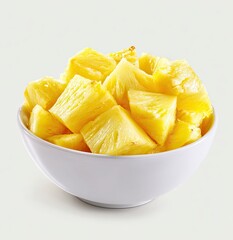 Cubed pineapple in white bowl (2)