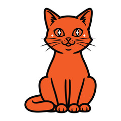 Mystical cat: A charismatic cat with a bright orange coat and radiant eyes. The artistic creation captures the essence of feline beauty and mystery, rendered in a sleek illustration style.