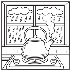 Spring Window Serenity Coloring Pages