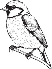 Bird Sparrow. Hand drawn vector illustration