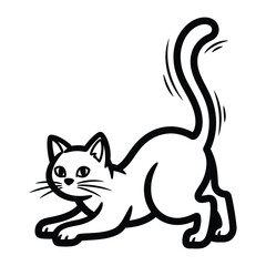Playful Cat: A playful kitten arches its back and stretches, showcasing its agility. A minimalistic illustration captures the charm and energy of a domestic friend.