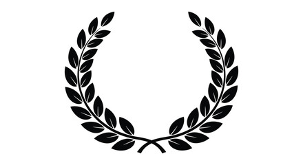 Obraz premium A simple black and white image of a laurel wreath design element