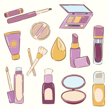 set of makeup vector illustration