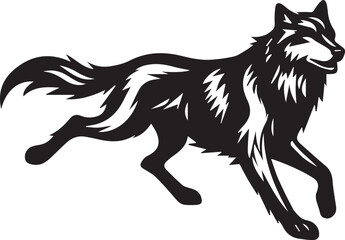 Howling Wolf Vector Silhouette - Wild Animal Logo Illustration