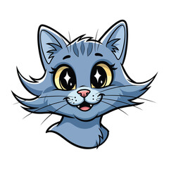 Friendly Feline Illustration: A cheerful cat, with a bright eyes and happy expression, is depicted, ready to spread joy and add a touch of charm to your visual projects.