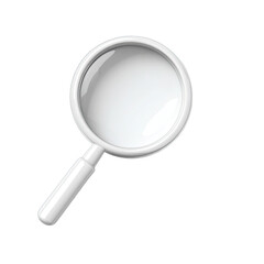 3D white magnifying glass icon