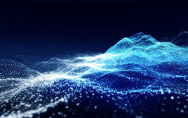 Obraz premium Abstract Digital Wave Pattern with Glowing Particles