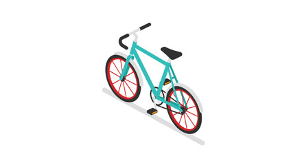 Fototapeta premium Isometric bicycle with red wheels on white background