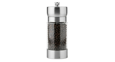 Isolated Pepper mill with black peppercorns inside for seasoning food or cooking dishes
