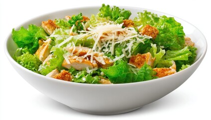 Fresh Caesar salad in a white bowl