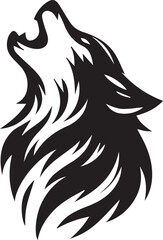 Howling Wolf Vector Silhouette - Wild Animal Logo Illustration