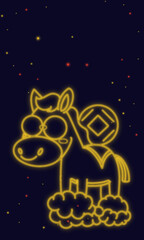 Cartoon Chinese New Year Horse Illustration
