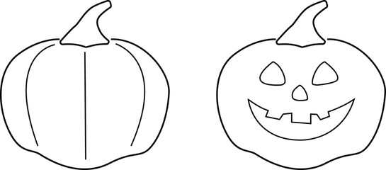 Outline pumpkins images set. Vector illustration with transparent background.	