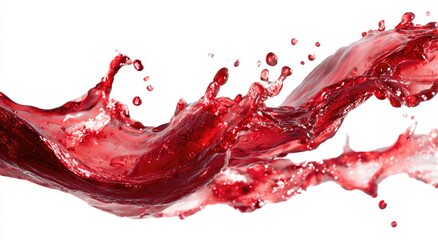 Dynamic red liquid splash against white background (1)