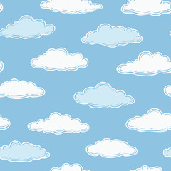 Hand Drawn Cloud Seamless Pattern Illustration Sky