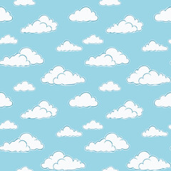 Hand Drawn Cloud Seamless Pattern Illustration Sky